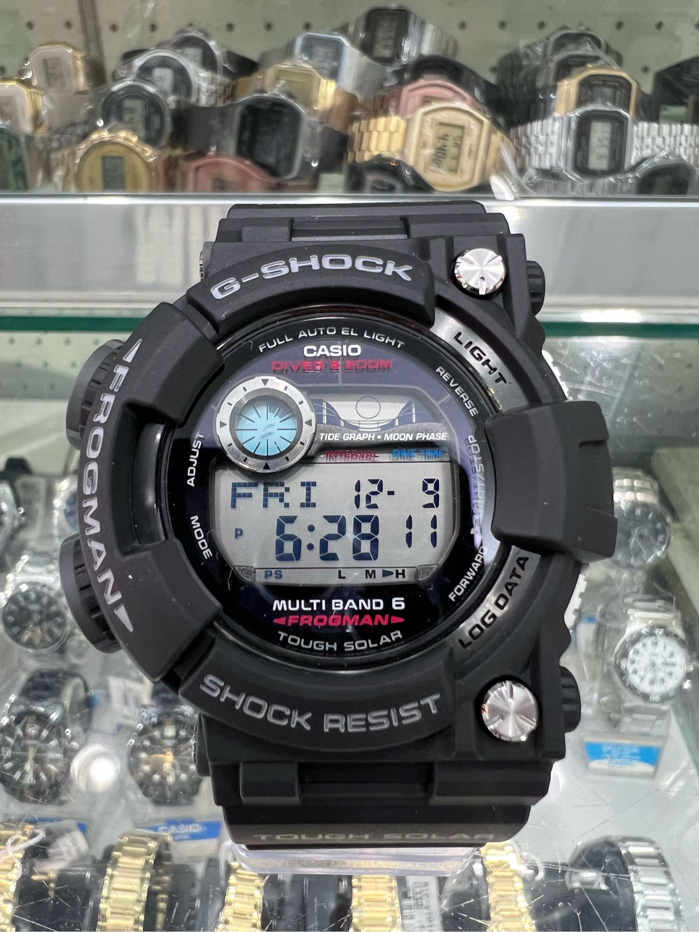 金台鐘錶】CASIO卡西歐G-SHOCK 潛水用電波錶FROGMAN (蛙王)(日版) 黑