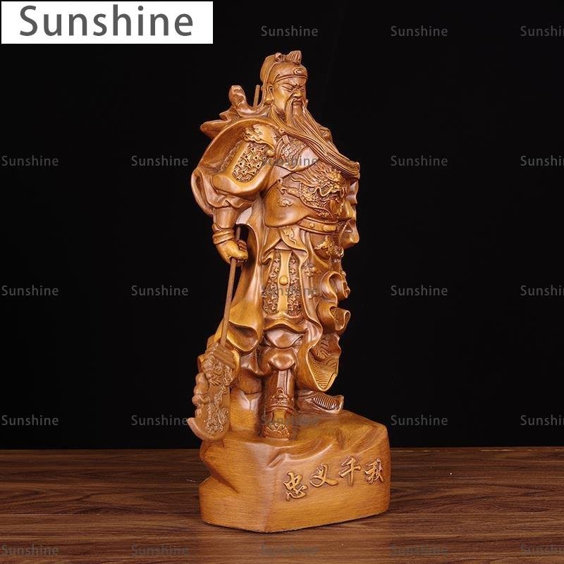 Sunshine]木雕關公擺件招財忠義千秋關羽供奉武財神關二爺財神像公司