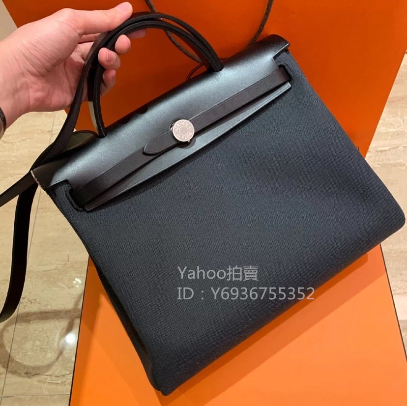 Simon二手正品 愛馬仕 Hermes herbag31 內縫 盧梭綠+黑 牛皮拼帆布H078971CKAD 手提包