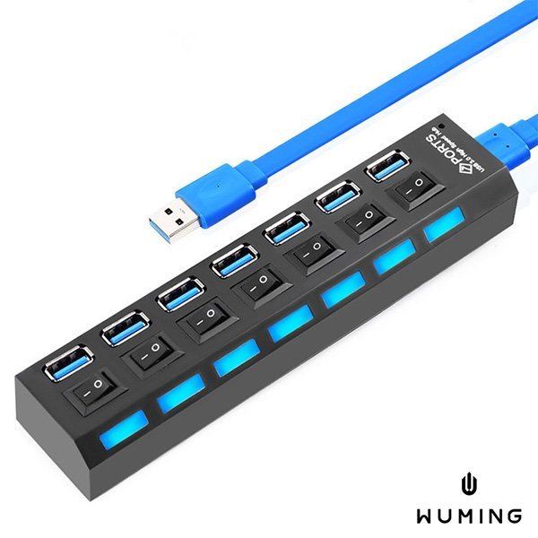 『無名』 獨立開關 USB 3.0 HUB 集線器 擴充 7 Port 七孔 插座型 分線器 iX i8 M12114