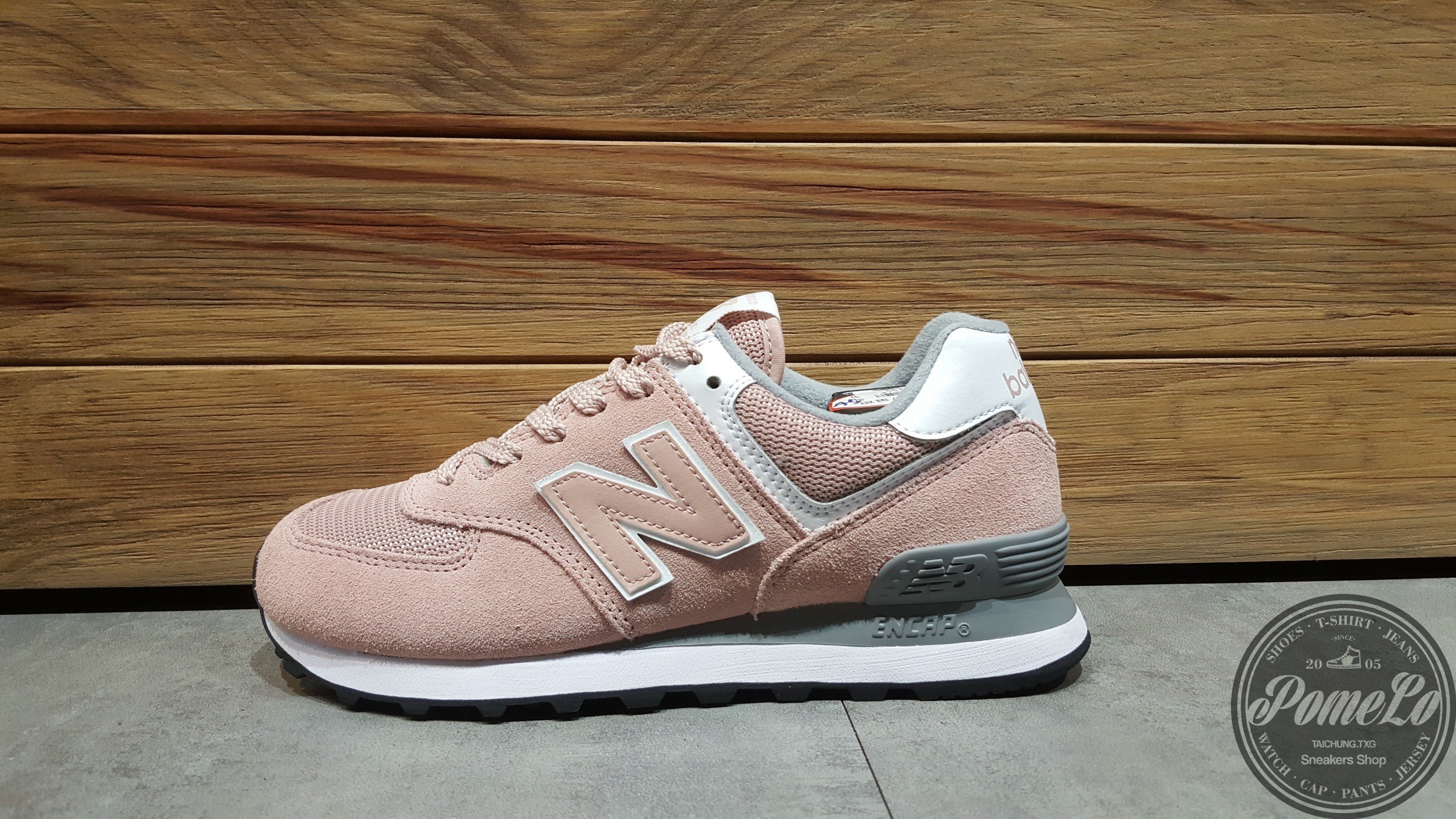 new balance 574 black with pomelo