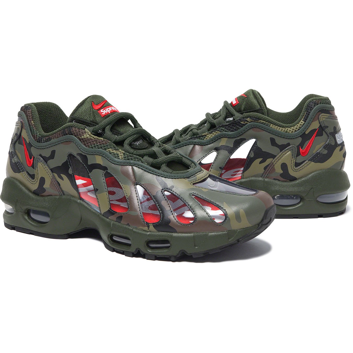 R'代購Supreme Nike Air Max 96 Camo 迷彩軍綠紅透明CV7652-300 男女