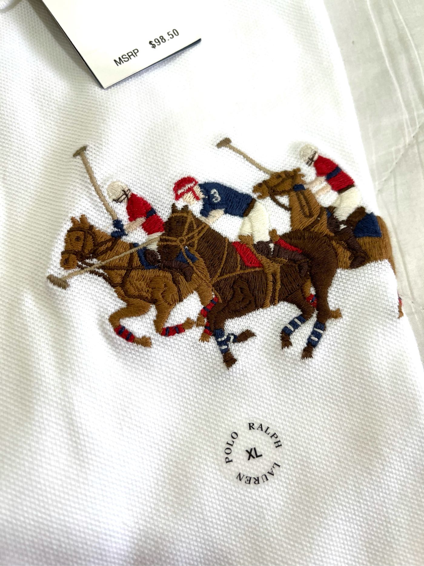 Polo Ralph Lauren by Polo triple-pony 馬球白色網眼polo衫Custom