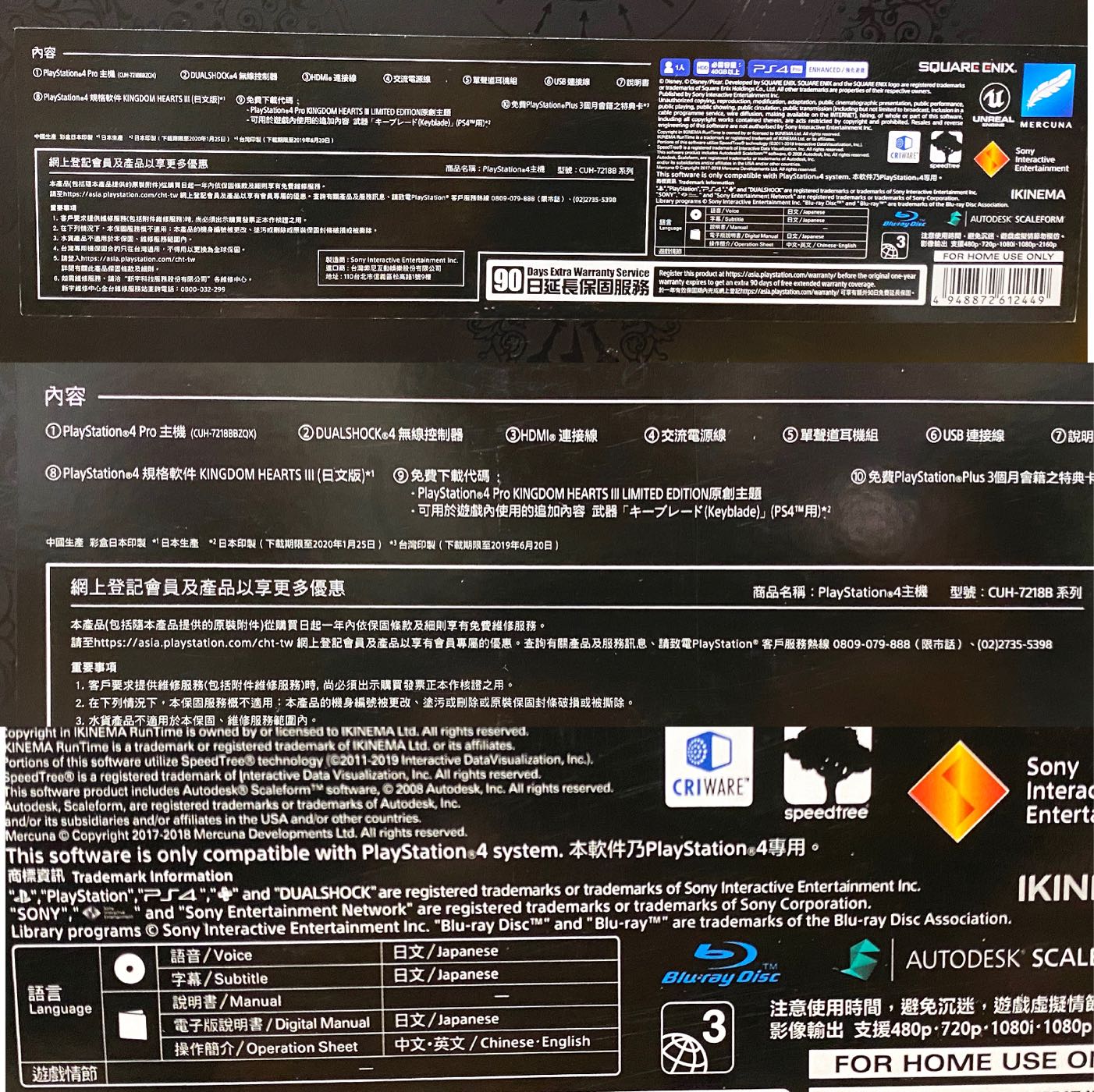 Sony PS4 PRO 1TB 主機 (CUH-7218) 王國之心3 【限量特飾版同捆主機組】全新品