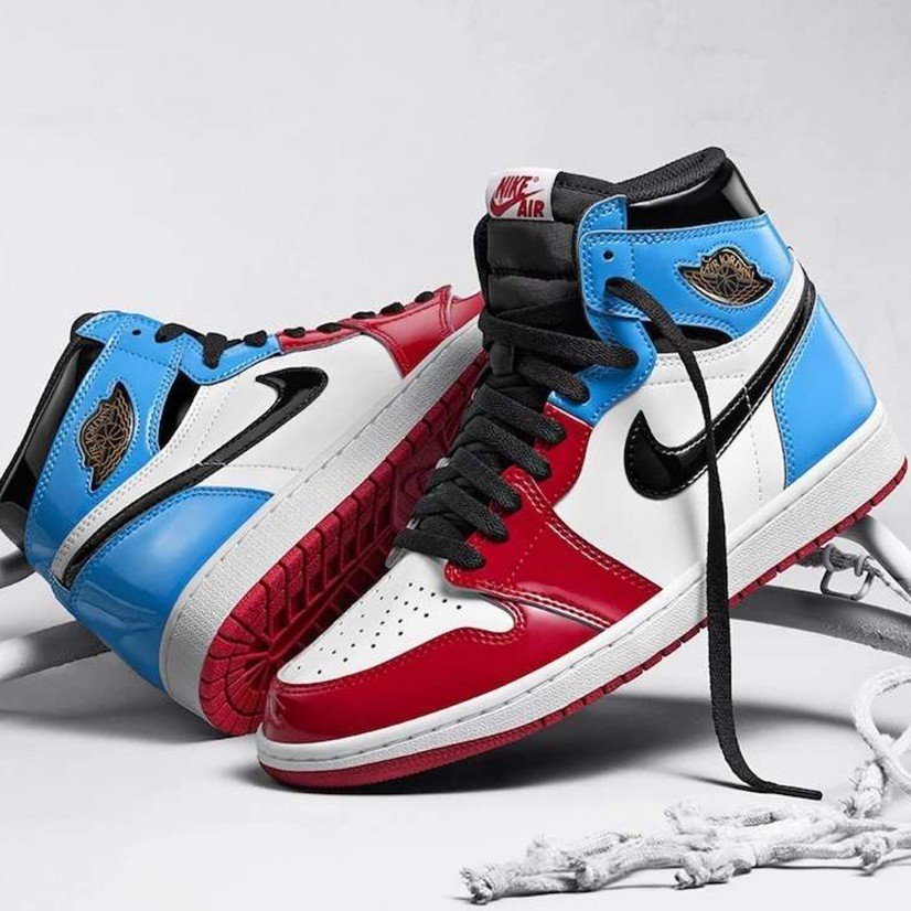 正品】Air Jordan 1 High OG Fearless UNC 漆皮紅藍警燈籃球CK5666-100