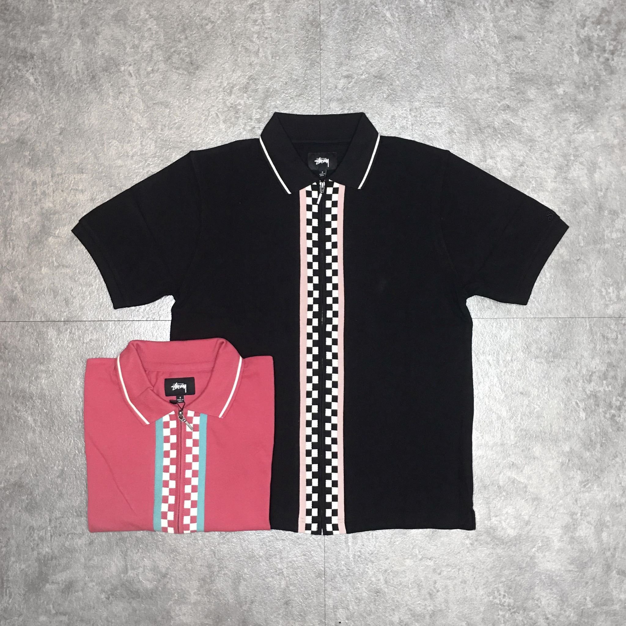 Faithful】STUSSY JULIAN FULL ZIP POLO 【1140076】拉鍊POLO衫紅/黑