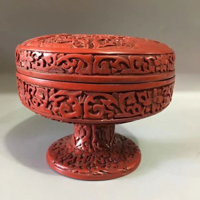 清~ 剔紅漆器雕刻山水紋乾隆年製高足果盤| Yahoo奇摩拍賣