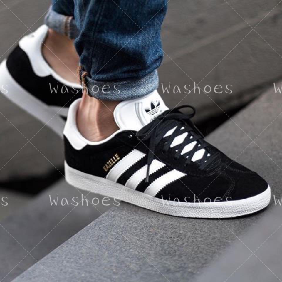 Washoes adidas 男女款Originals Gazelle 黑白麂皮復古休閒鞋BB5476