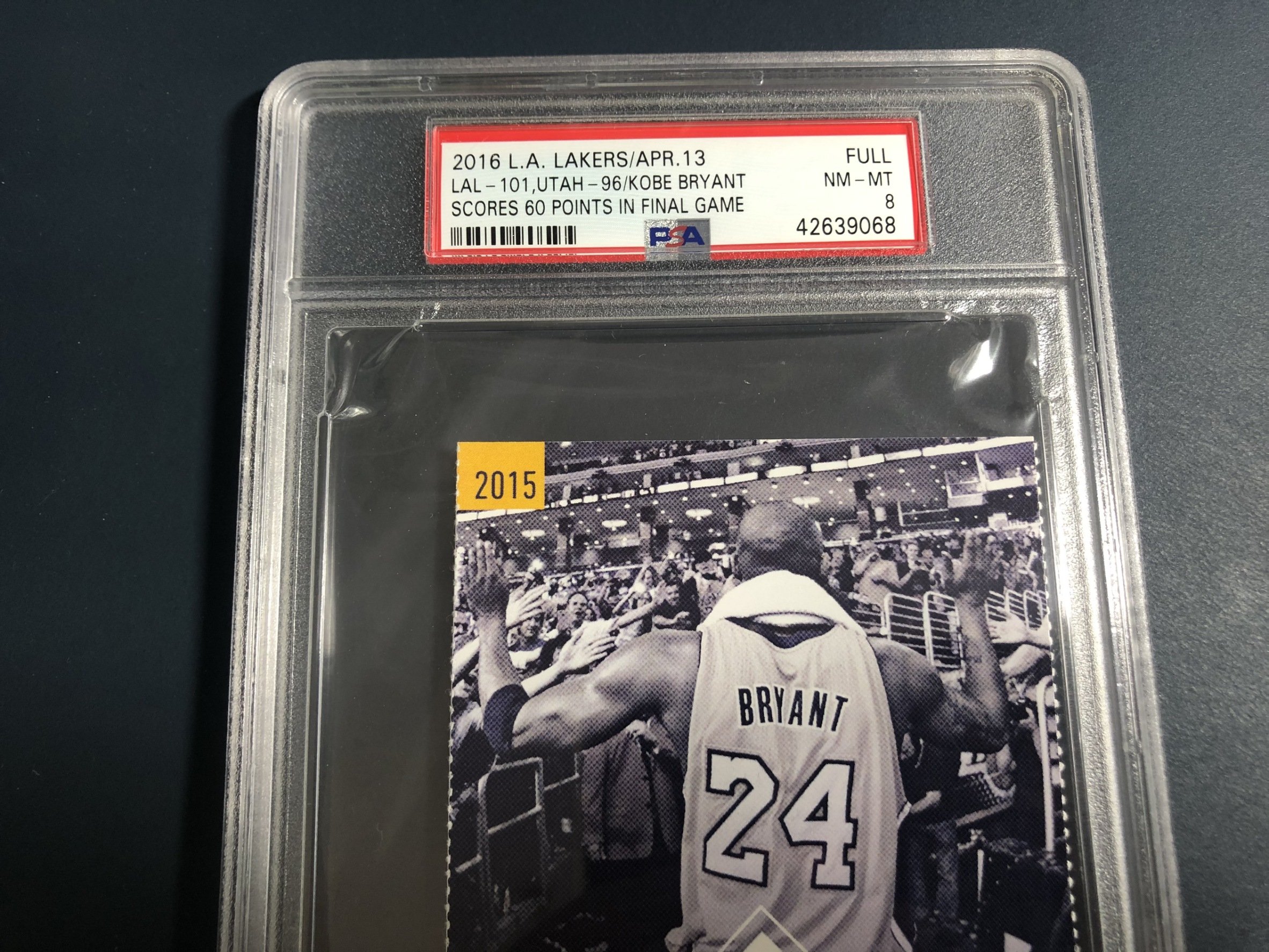 Kobe Bryant Final Game 2016 Full Ticket 最後一場球票PSA 8 鑑定卡球