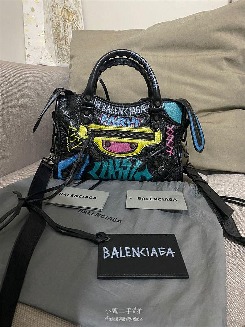 小甄二手BALENCIAGA Graffiti Classic city mini 塗鴉款 巴黎世家 機車包 新款