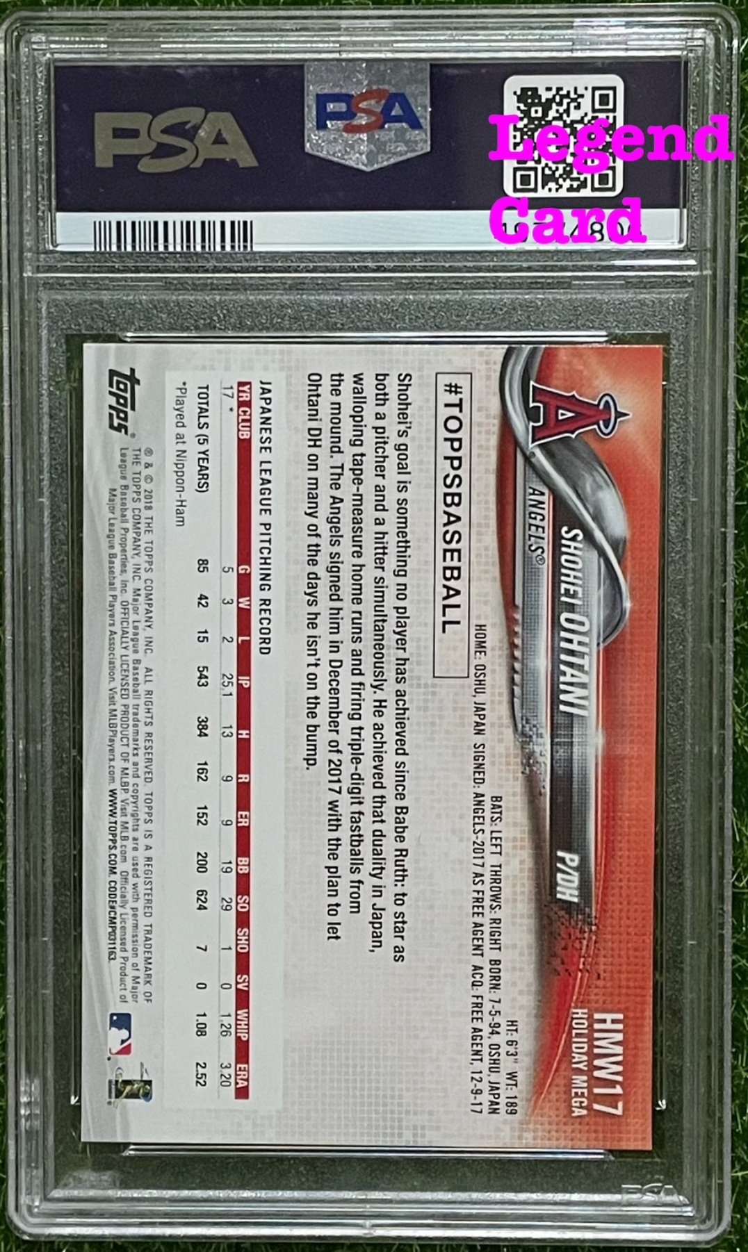 大谷翔平2018 TOPPS HOLIDAY SHOHEI OHTANI #17 PSA 10 RC 鑑定卡