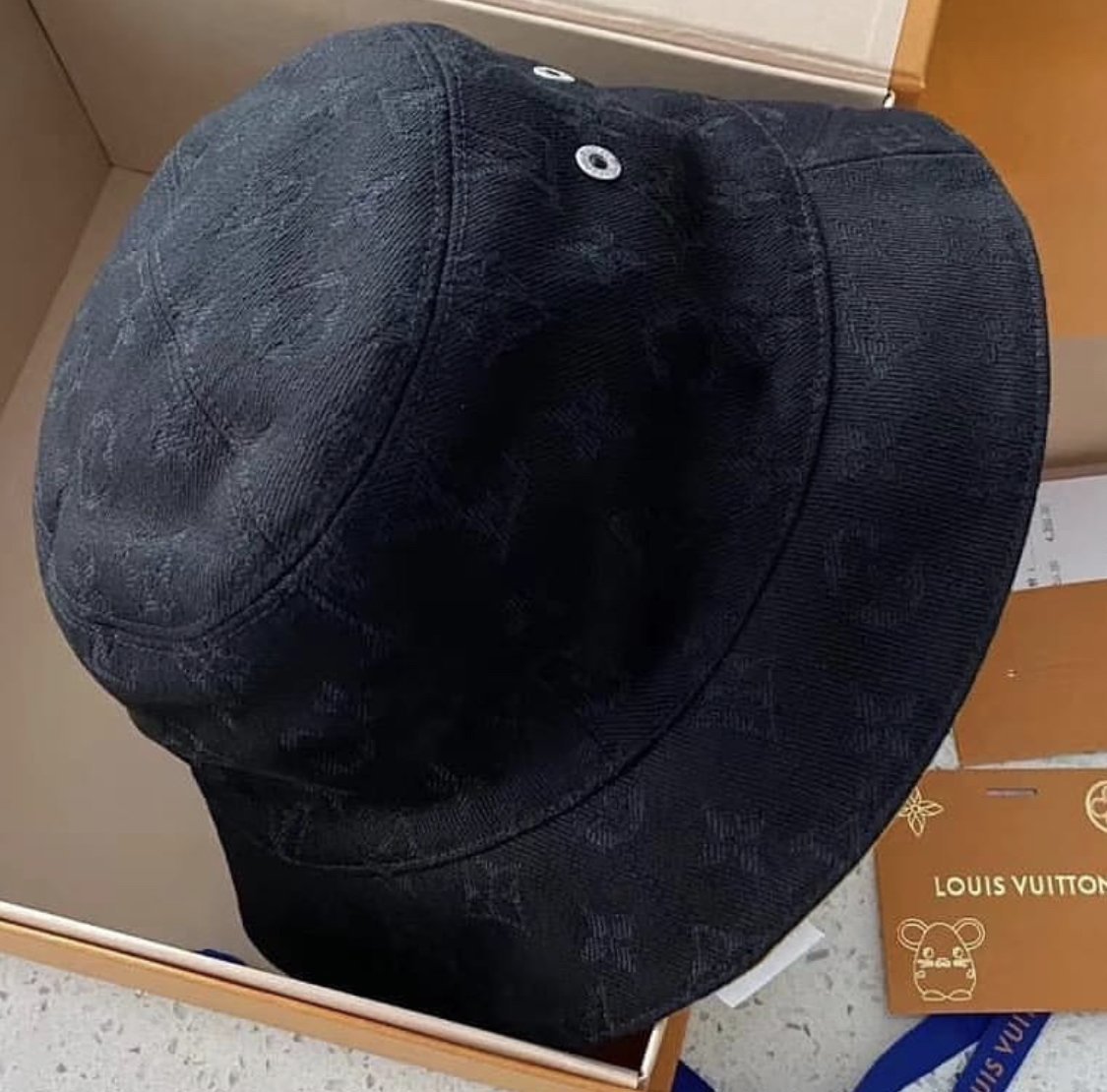 Louis Vuitton Monogram Denim Bob Bucket Hat Black/Yellow