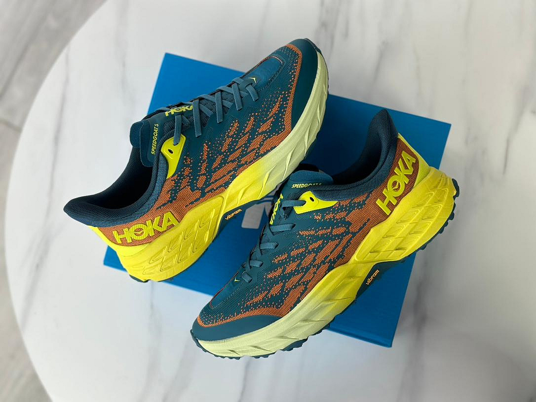 【實拍】HOKA ONE ONE SPEEDGOAT 5 慢跑鞋 深藍 橘黃 網布 黃金大底 輕量 緩震 路跑鞋 男鞋