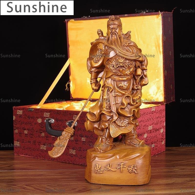 Sunshine]木雕關公擺件招財忠義千秋關羽供奉武財神關二爺財神像公司