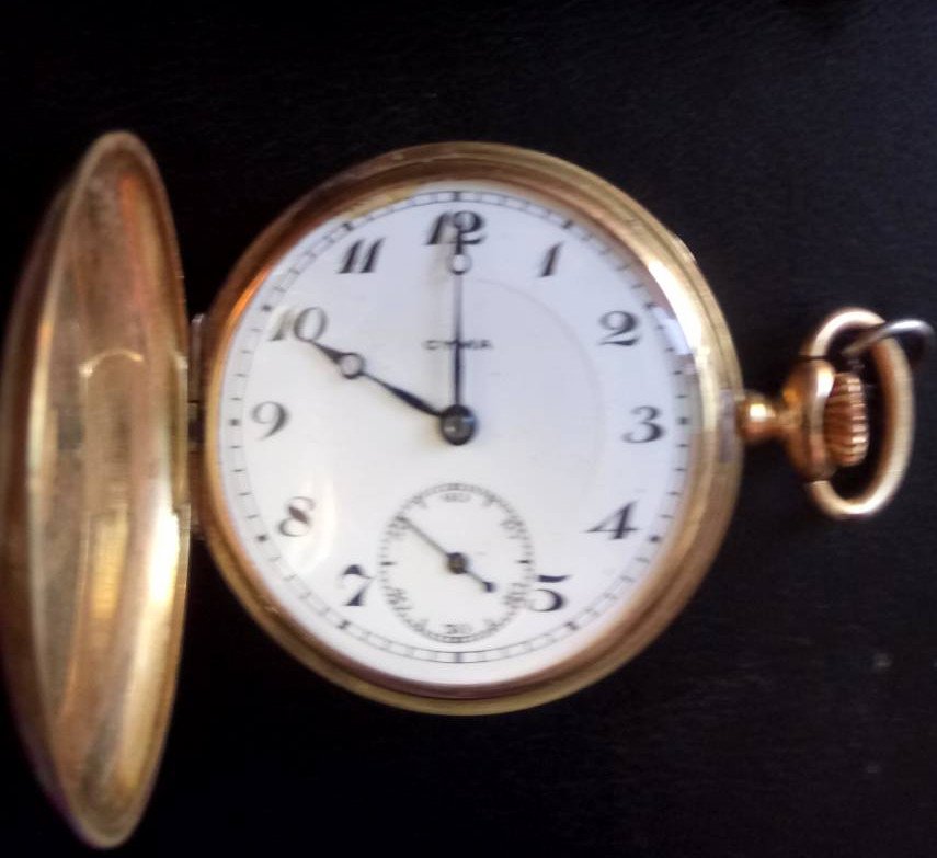 [亞瑟小舖]絕版瑞士原裝西馬 CYMA 18 K金古董老懷錶獲得1910-14年比利時布魯塞爾首獎!!!