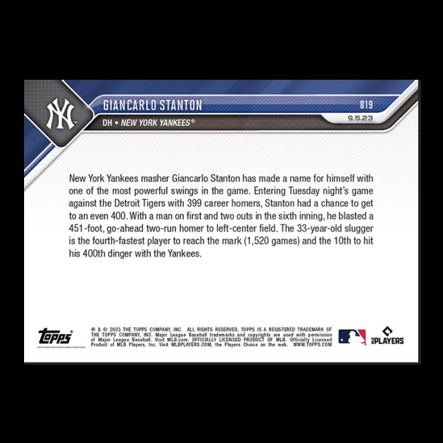 Giancarlo Stanton New York Yankees 2023 MLB Topps Now Card 819