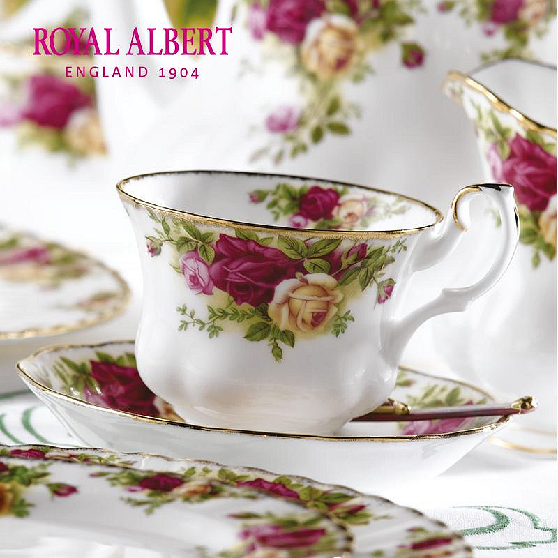 廠家出貨Royal Albert皇家阿爾伯特老鎮玫瑰 骨瓷咖啡杯茶杯碟 歐式小奢華