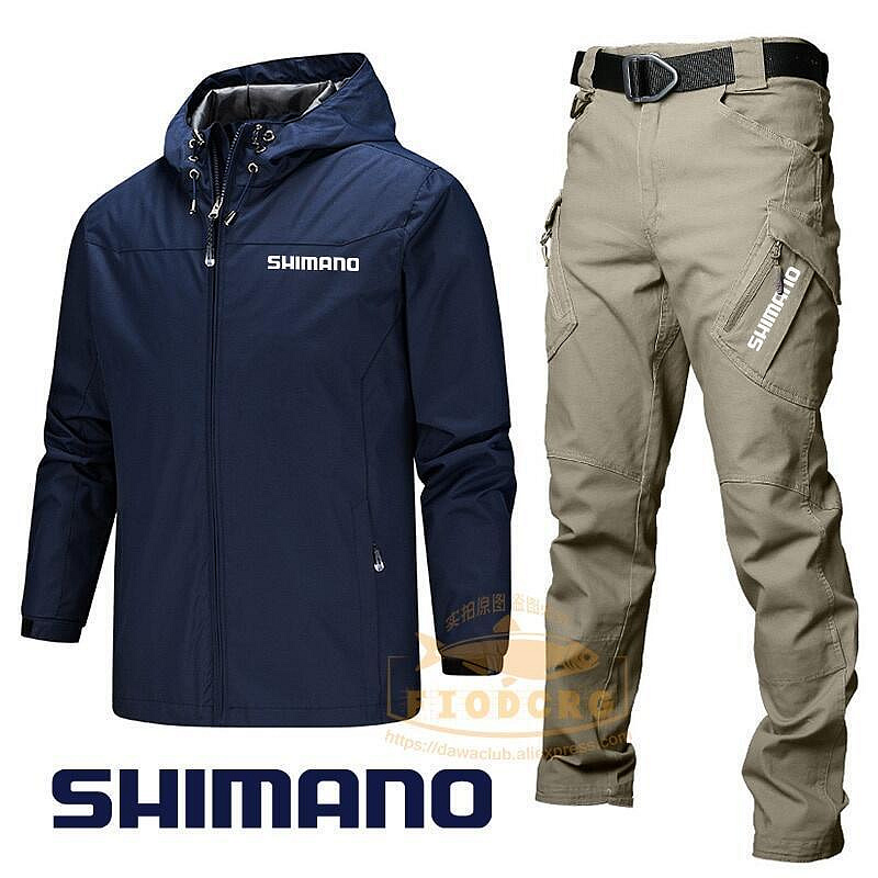 Shimano 釣魚服男士戶外運動防水防風上足服騎行野營防風褲夾克套裝daiwa