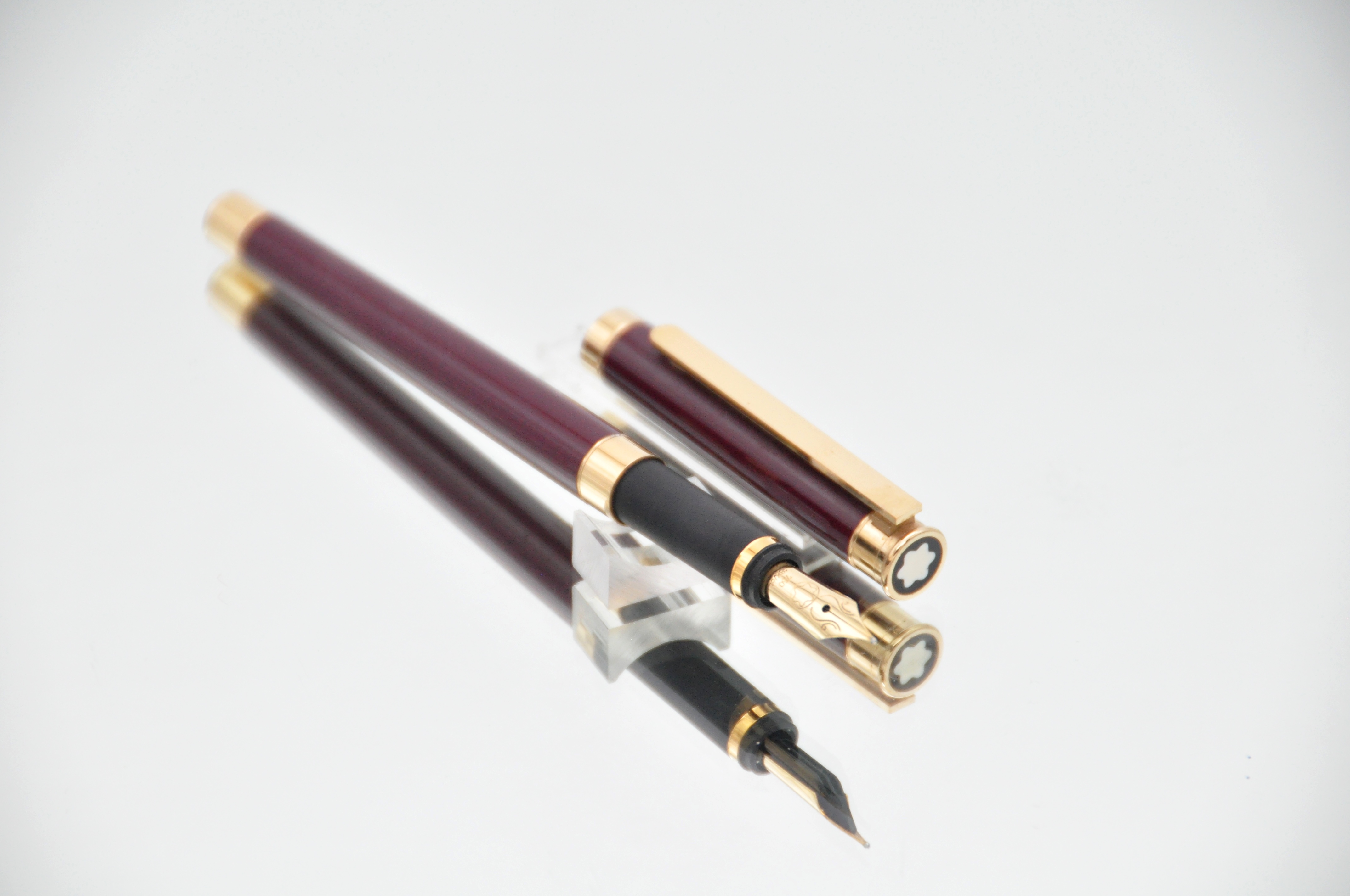 萬寶龍MONTBLANC Noblesse bordeaux 酒紅中國漆18150 金夾18K尖鋼筆