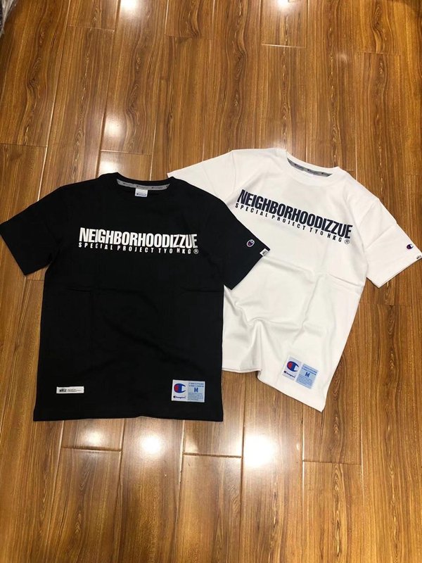 日本champion潮牌NEIGHBORHOOD聯名款IZZUE冠軍logo男裝黑白色短袖T恤tee