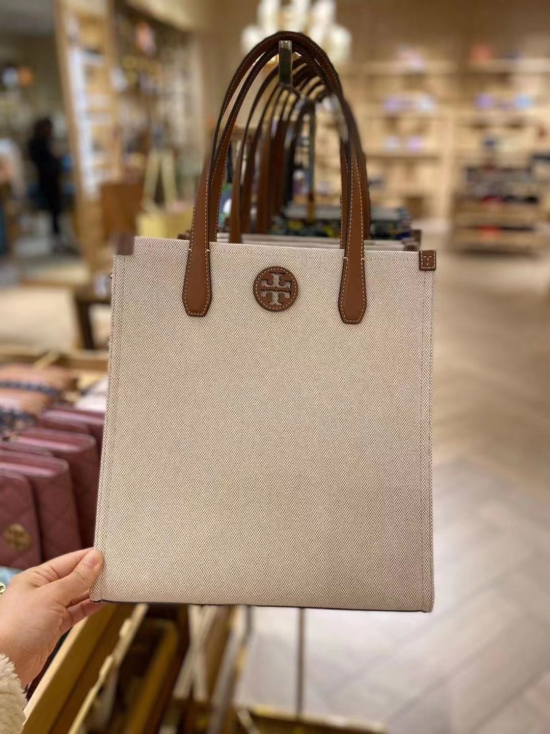 夏季新品美國TORY BURCH TB女士豎版帆布托特包手提包單肩包| Yahoo奇摩拍賣