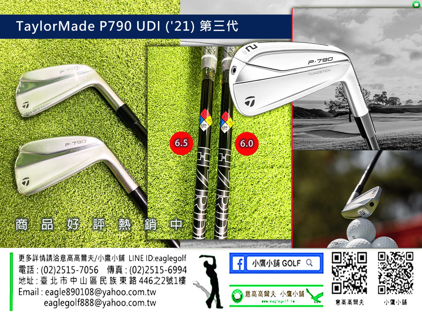 [小鷹小舖] TaylorMade P790 UDI (21) 高爾夫 長鐵桿 PJX 2號鐵 實體到貨好評熱銷中