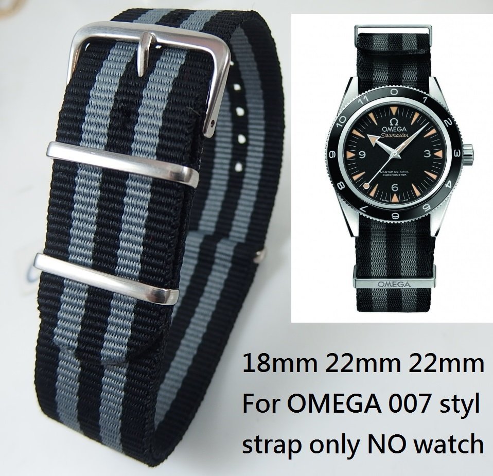 【錶帶家】『精選』類似 OMEGA 007 NATO DW長條尼龍錶帶帆布錶帶帆布帶18mm20mm 22mm