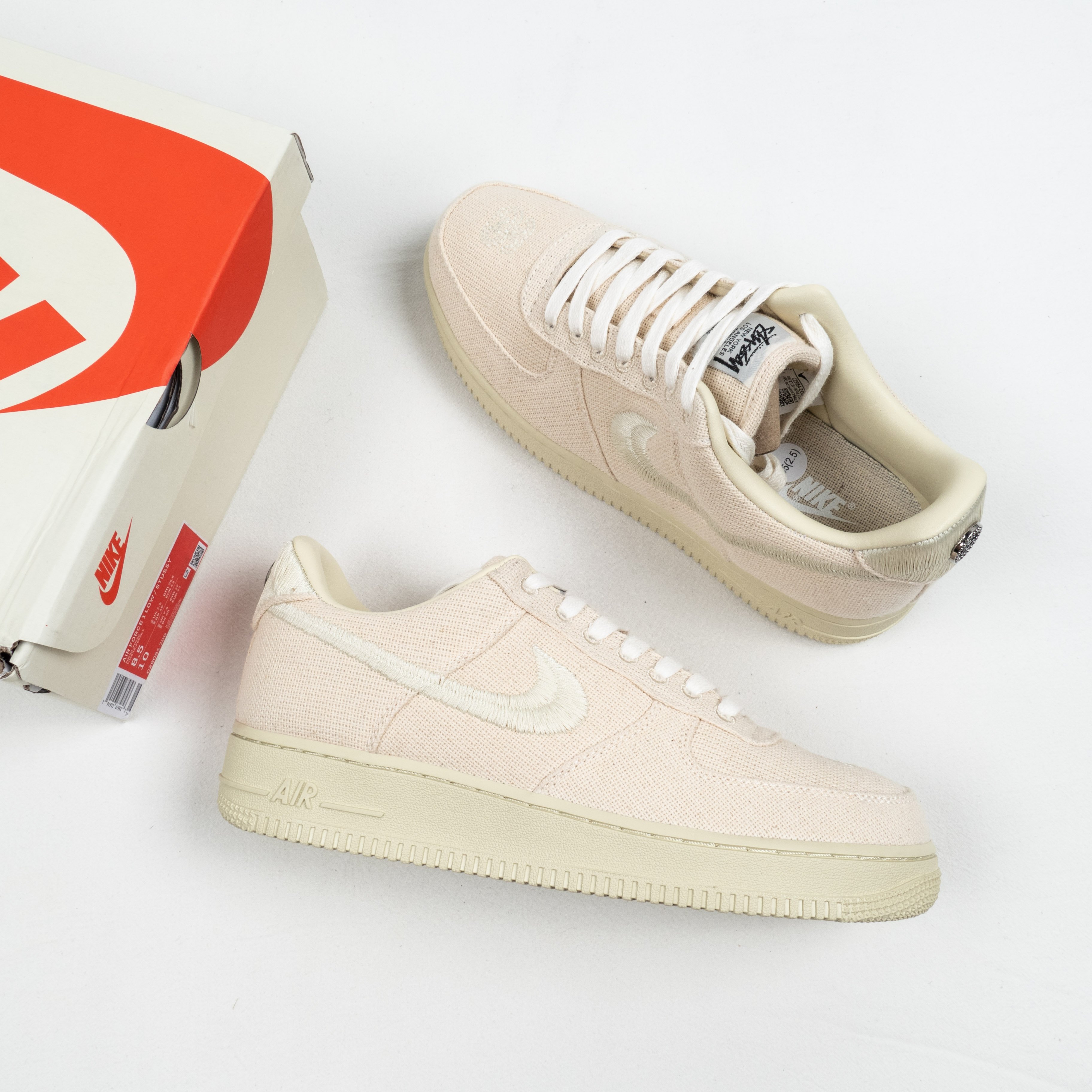 Stussy X Nike Air Force 1 Low 米白電繡休閒板鞋男女鞋CZ9084-200