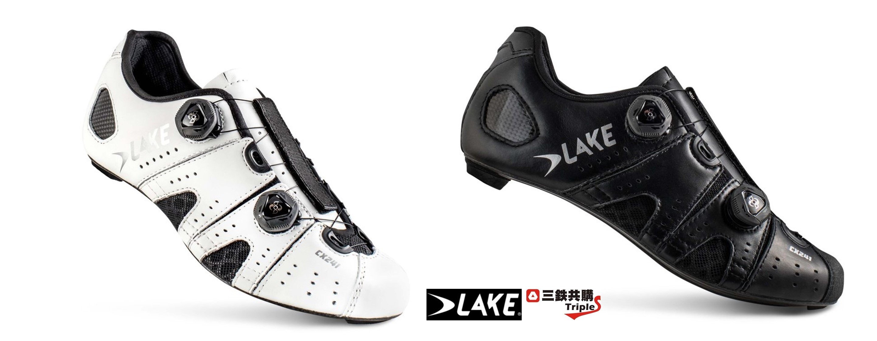 【三鐵共購】【荷蘭LAKE】CX241 WIDE 公路車卡鞋-白色&amp;黑色