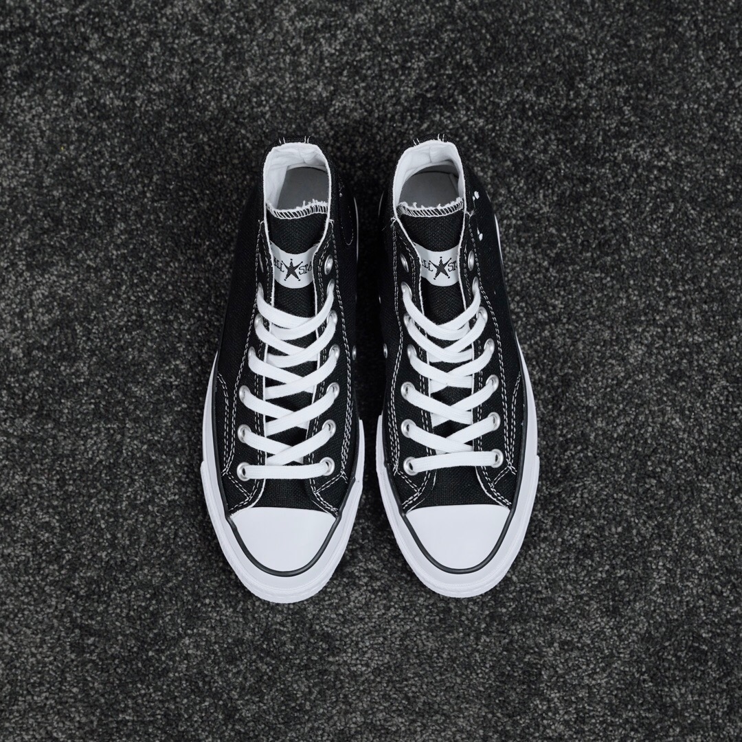 Converse Chuck Taylor X Stussy 黑白Stussy 清新帆布鞋~T/E代購