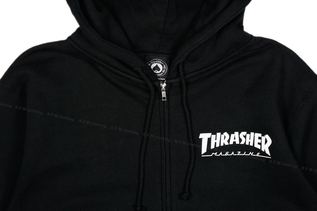 【 K.F.M 】THRASHER SKATE MAG LOGO ZIP Hood 經典LOGO 拉鍊 連帽外套 黑