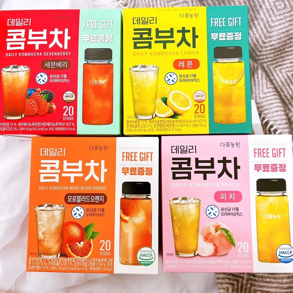 ╭°☆現貨 Danongwon 韓國康普茶 5g*20包/盒 送隨手瓶 水蜜桃/檸檬/莓果