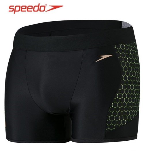 ~有氧小舖~2020 SPEEDO 運動四角泳褲 Mesh Placement ECO 黑X黃綠