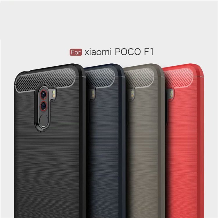 全包邊拉絲碳纖維軟殼 小米 POCOPHONE F1 防摔防撞防滑手機殼6.18吋矽膠鏡頭保護套POCO