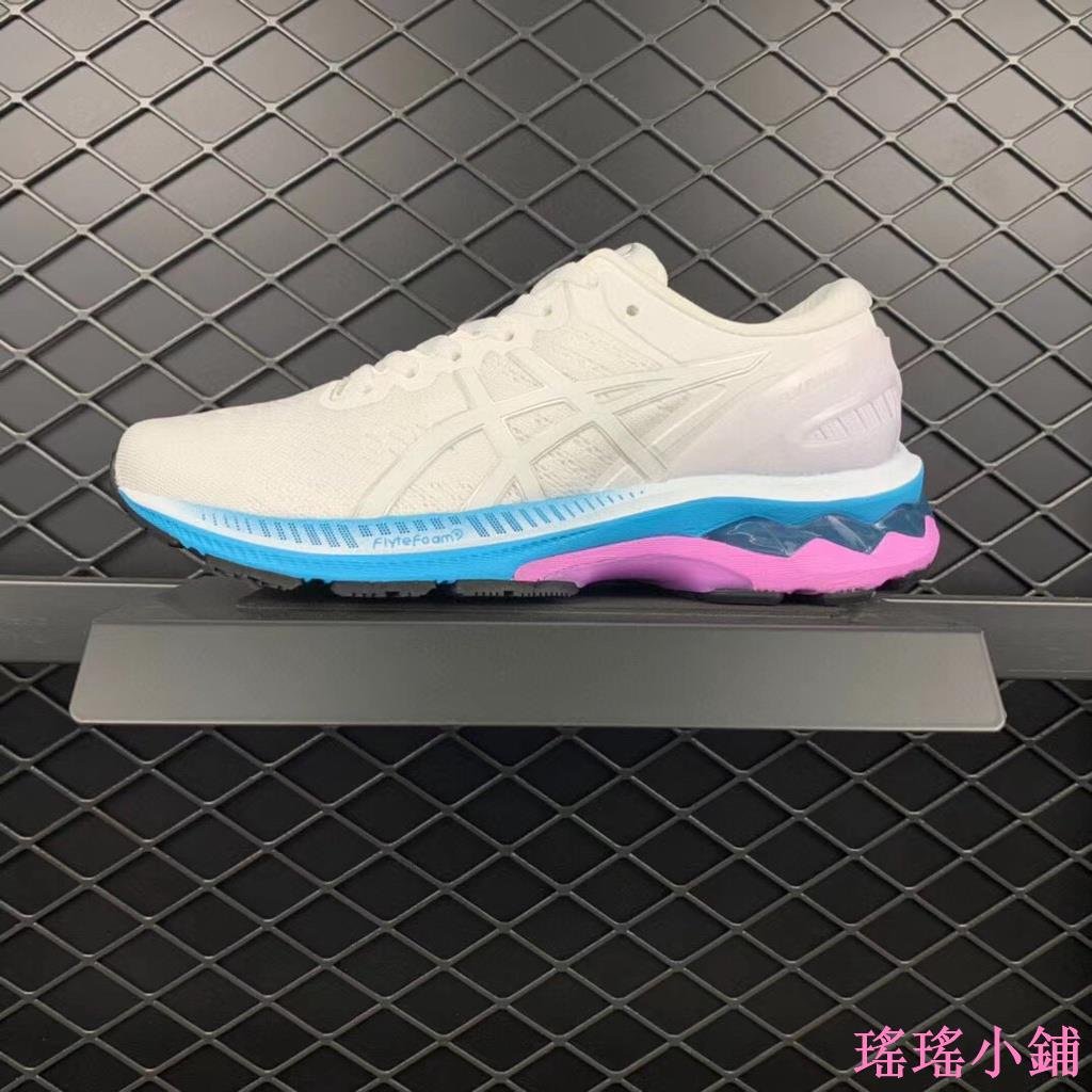 瑤瑤小鋪亞瑟士 GEL-KAYANO 27代 穩定緩衝減震跑步鞋 白紫藍 36-40