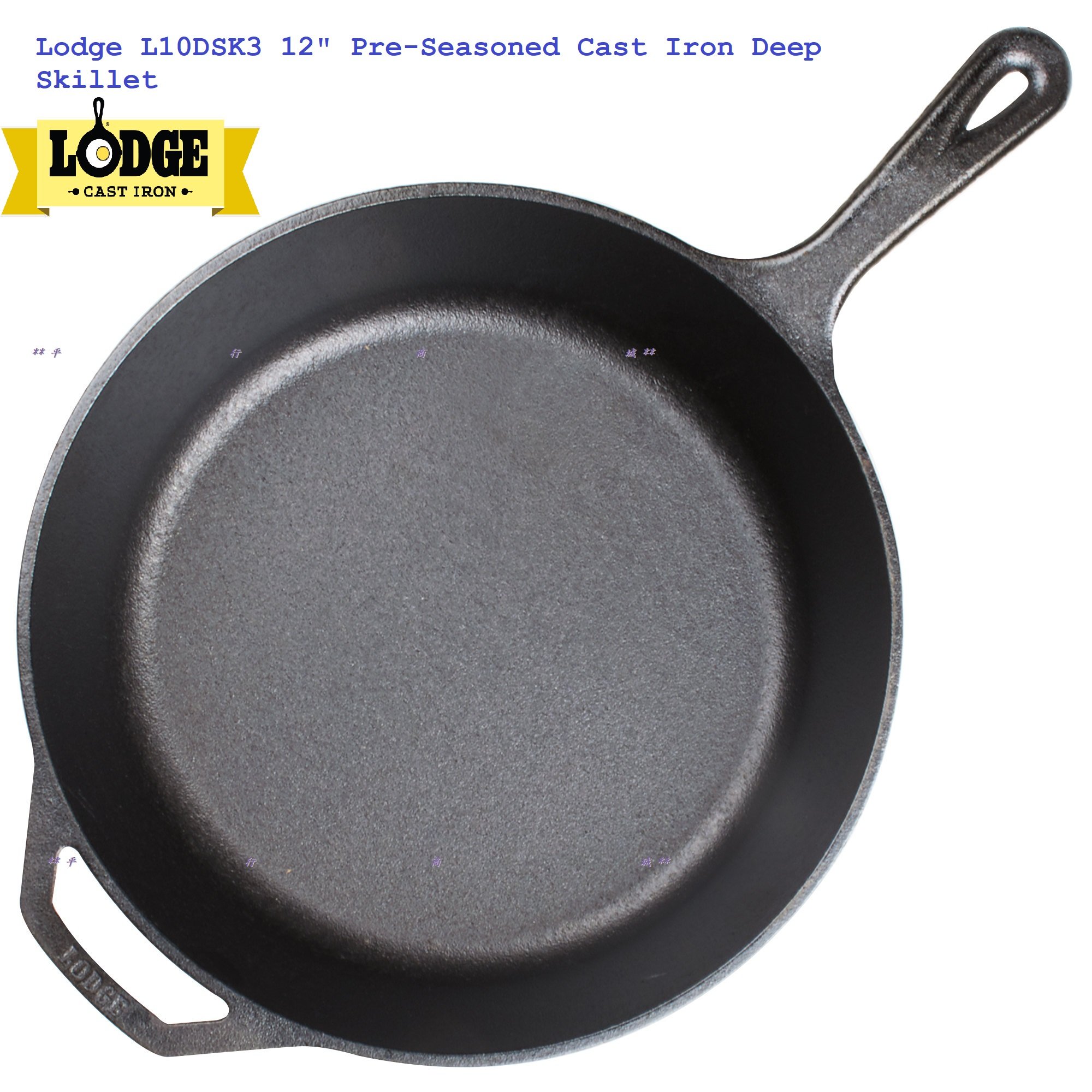 Lodge L10DSK3 12 Pre-Seasoned Cast Iron Deep Skillet with Cover