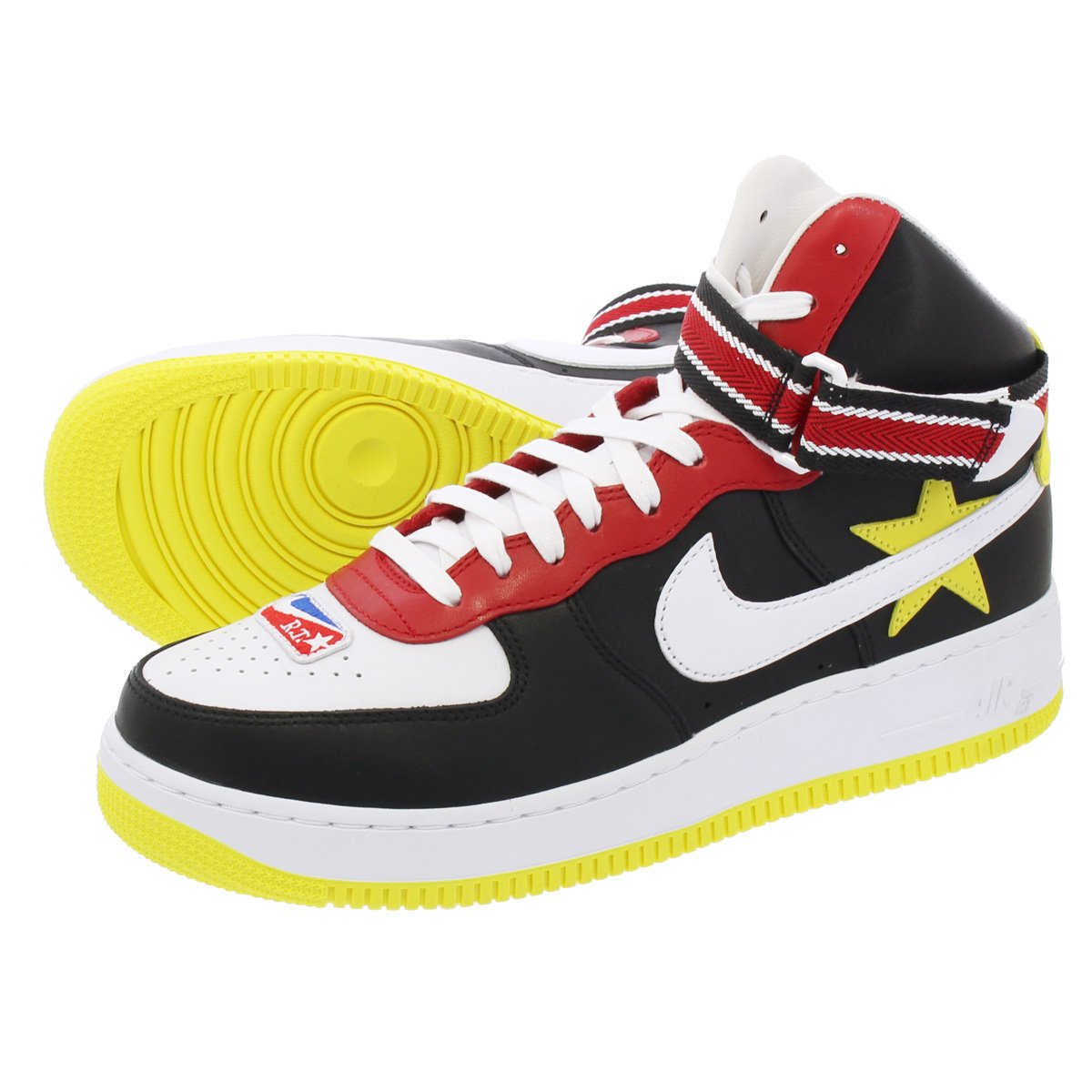 CodE= NIKE AIR FORCE 1 HI X RT 皮革籃球鞋(黑白黃) AQ3366-600