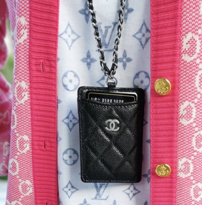 Chanel AP1044 CHANEL CC Badge Holder 識別証吊飾黑銀CC