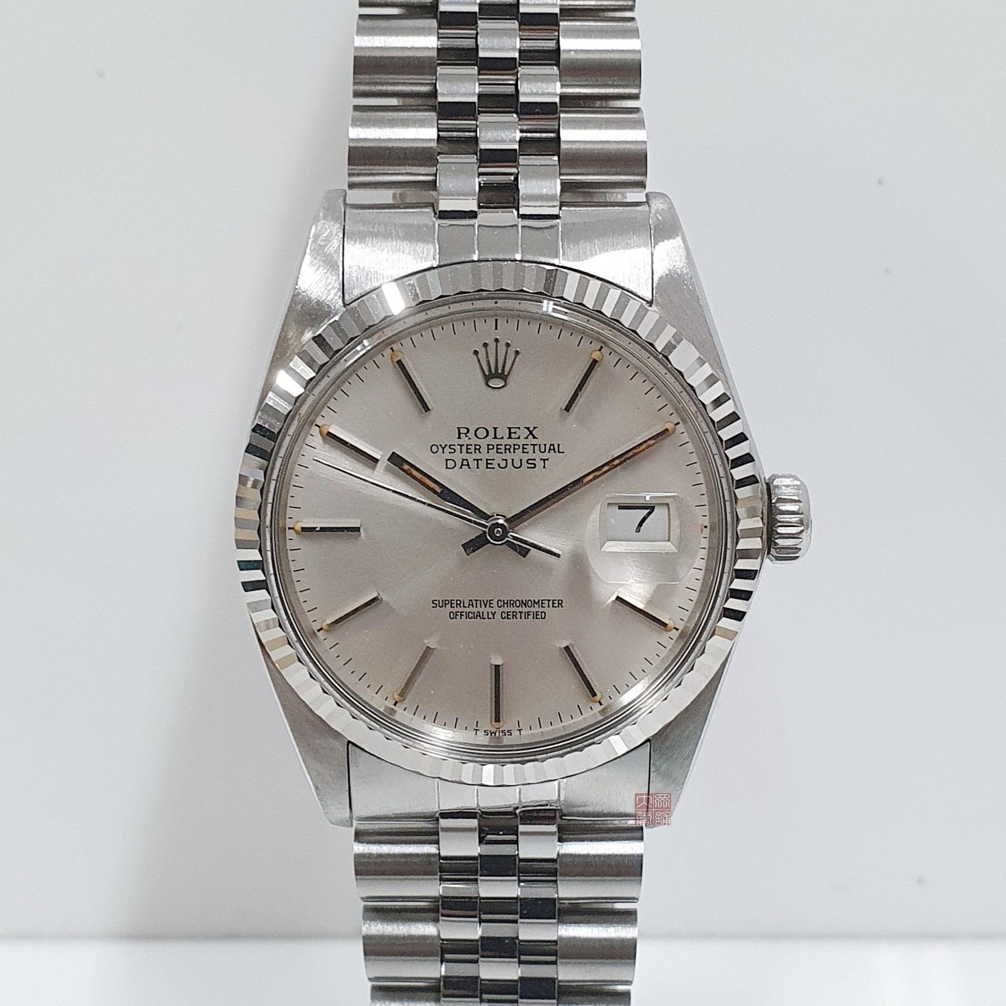 ROLEX 勞力士 16014 Datejust 經典老味 銀色T柱面盤 壓克力鏡面 錶徑36 大眾當舖 編號A908