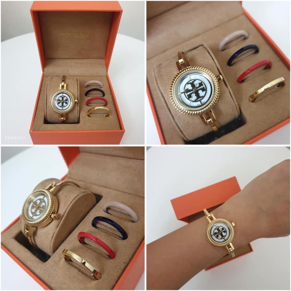 TORY BURCH Reva TB 白色面金色不鏽鋼錶帶石英女士手錶TBW4029 | Yahoo