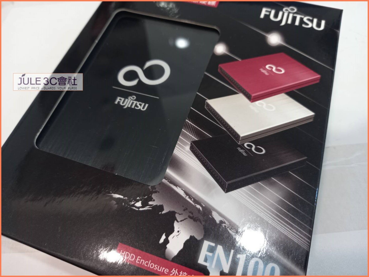 JULE 3C會社-富士通Fujitsu EN100 USB3.0 2.5吋/15mm/鎖螺絲版本/黑紅 硬碟 外接盒