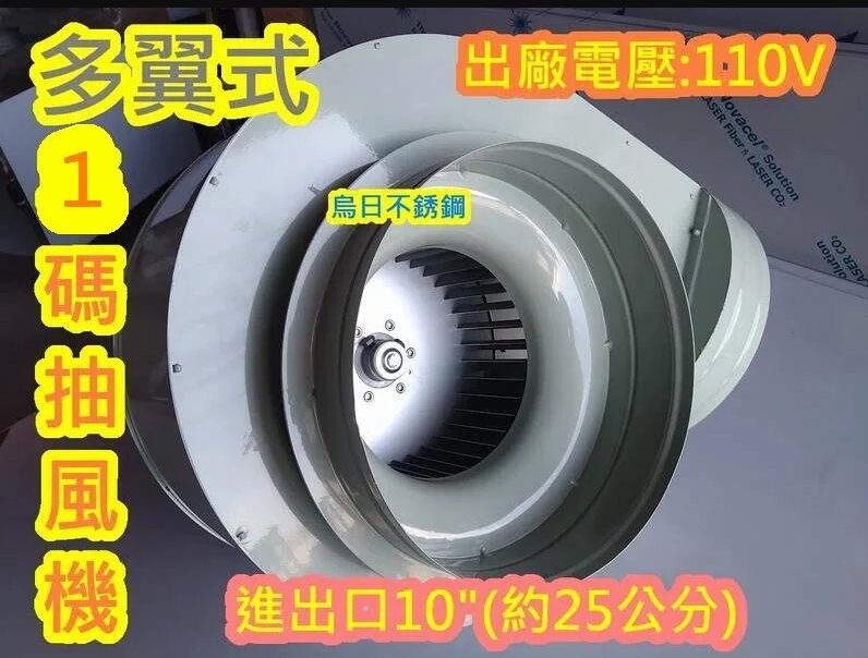 免運 【1碼 多翼直結式 10英吋 抽風馬達 出廠電壓110V】 炒台 1HP 4P 抽風 夜市排風機 煙罩用 風車