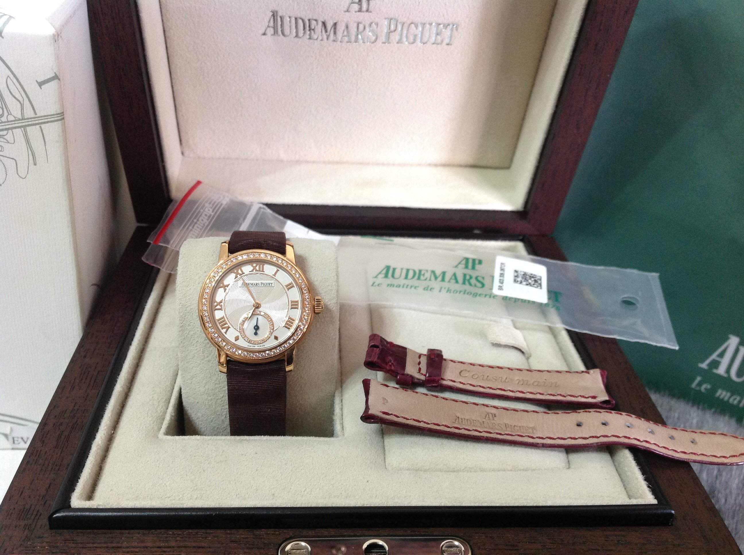 台灣購買 盒單全 Audemars Piguet 愛彼 AP Jules 玫瑰金 54顆鑽 0.46克拉 手上鍊機械錶