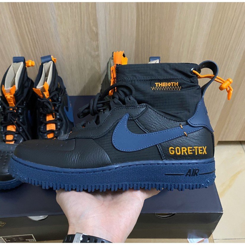 正品】全新購入耐克Nike Air Force 1 WTR GTX 黑藍高筒CQ7211-001 現貨