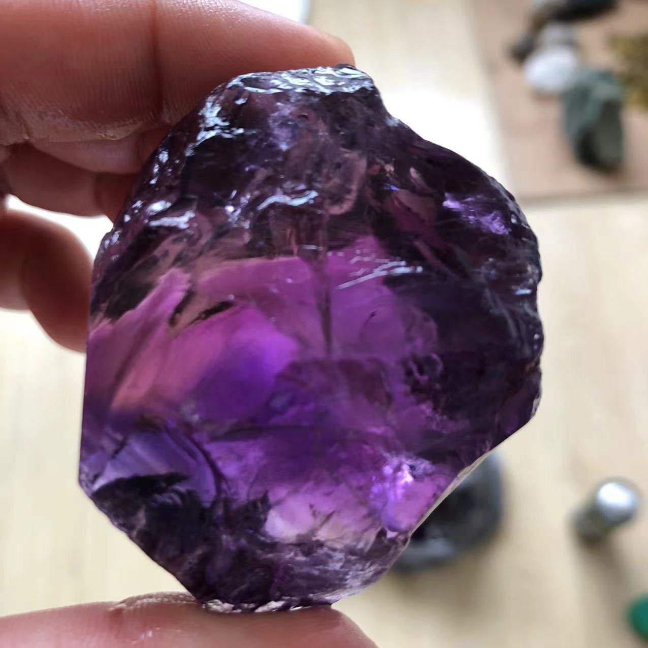 大顆粒天然紫水晶原石晶體通透顏色深紫紫晶碎石毛料打磨雕刻| Yahoo