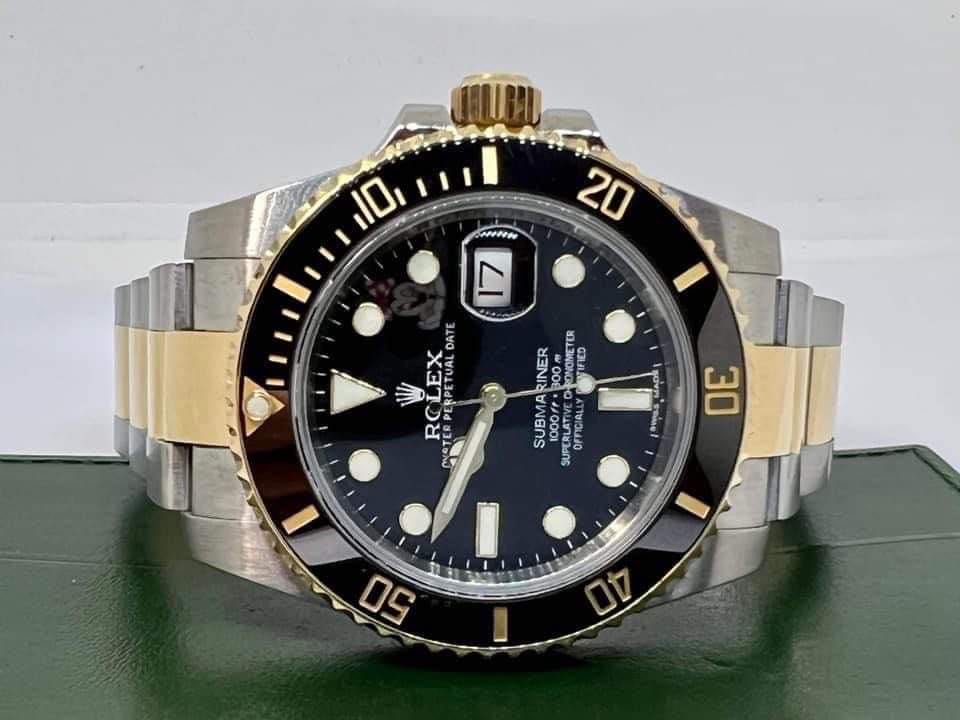 國際精品當舖 Rolex 勞力士  116613LN半金 黑水鬼  機芯：自動上鍊。黑色面盤 直徑：40mm。不含龍頭。 購買年份：2014年8月 #亂碼