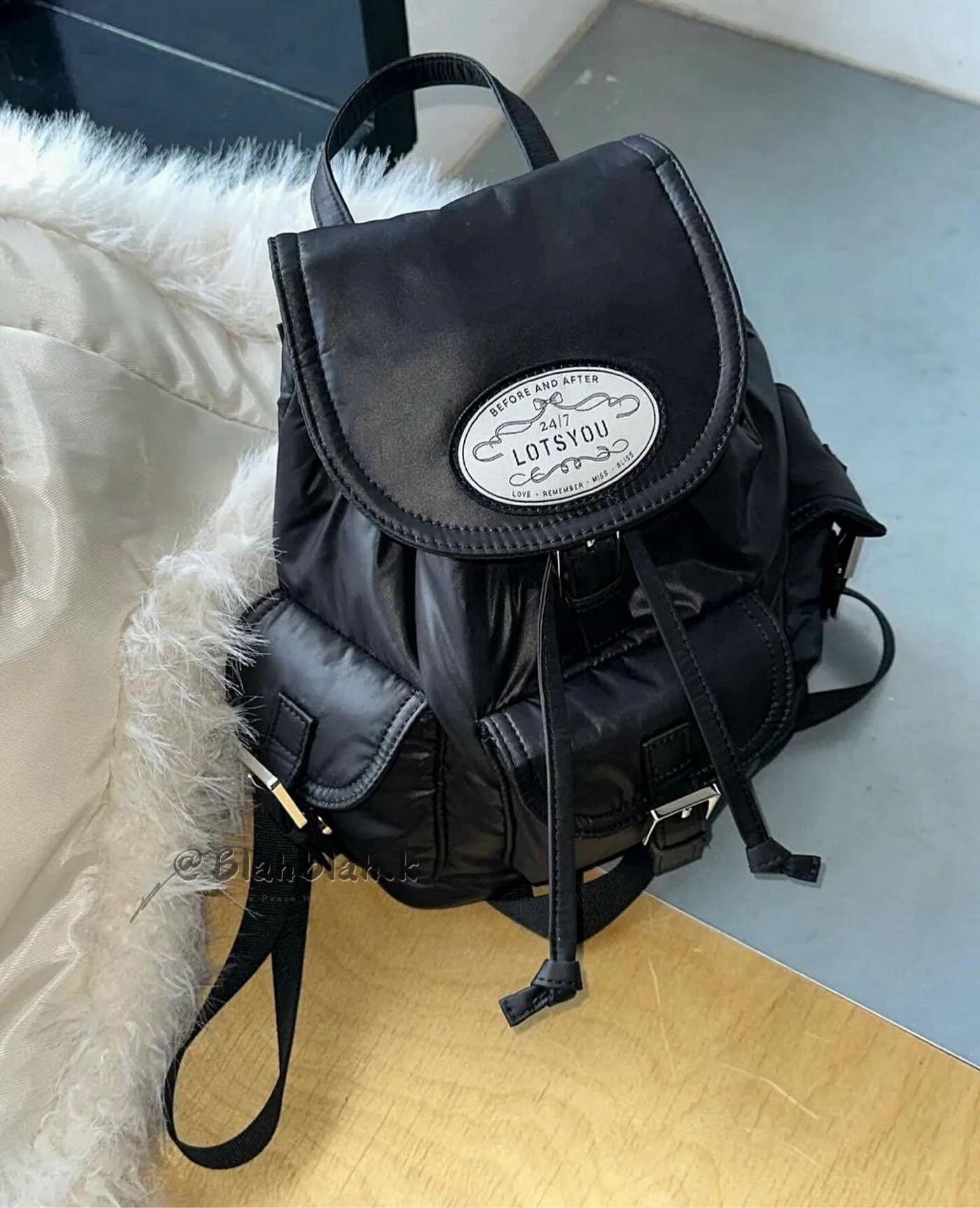 lotsyou Jennie同款 Nostalgia chubby Backpack Black 後背包 包包