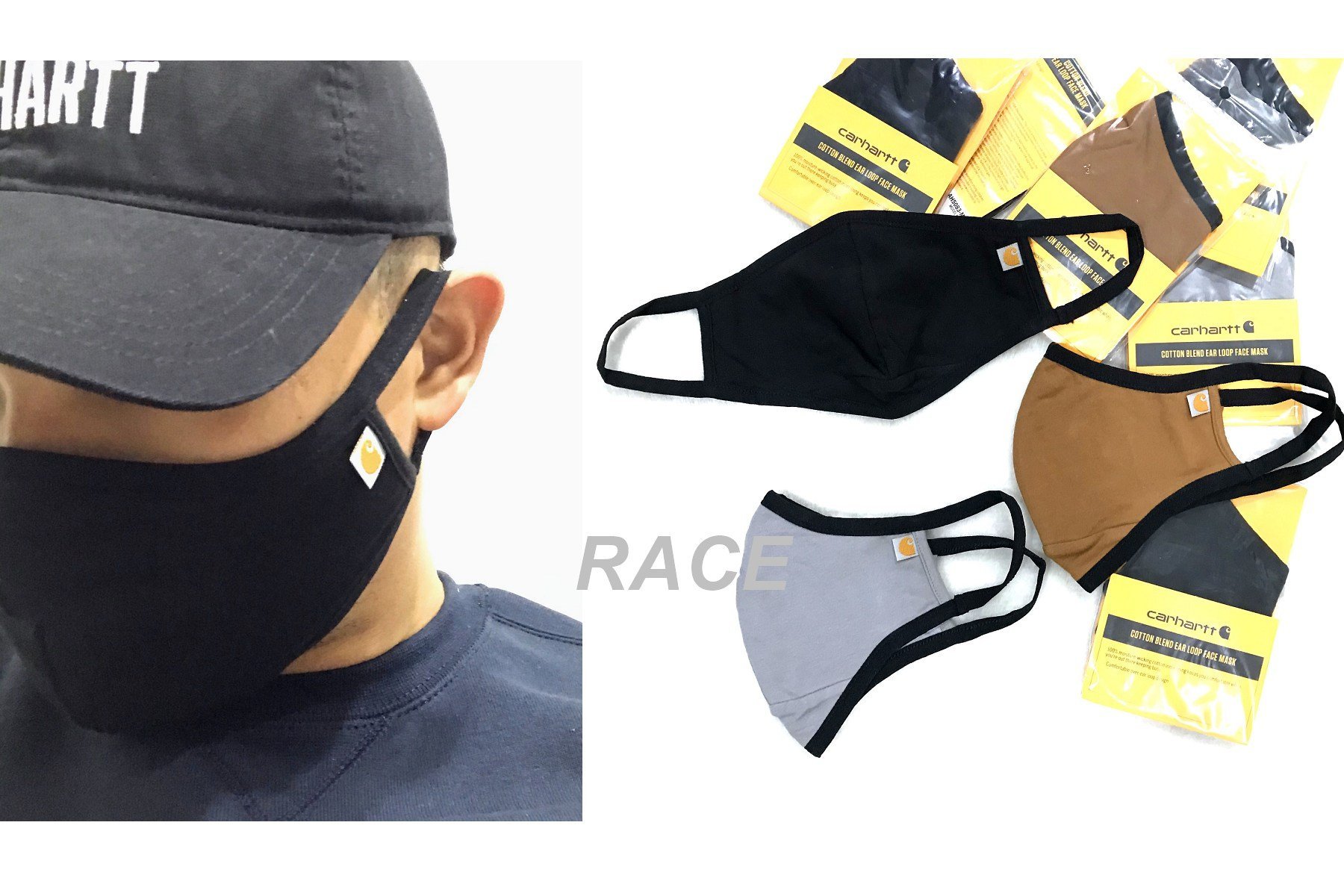 【RACE】CARHARTT COTTON FACE MASK 口罩 布口罩 非醫療用 棉質 工裝 黑 土黃 灰
