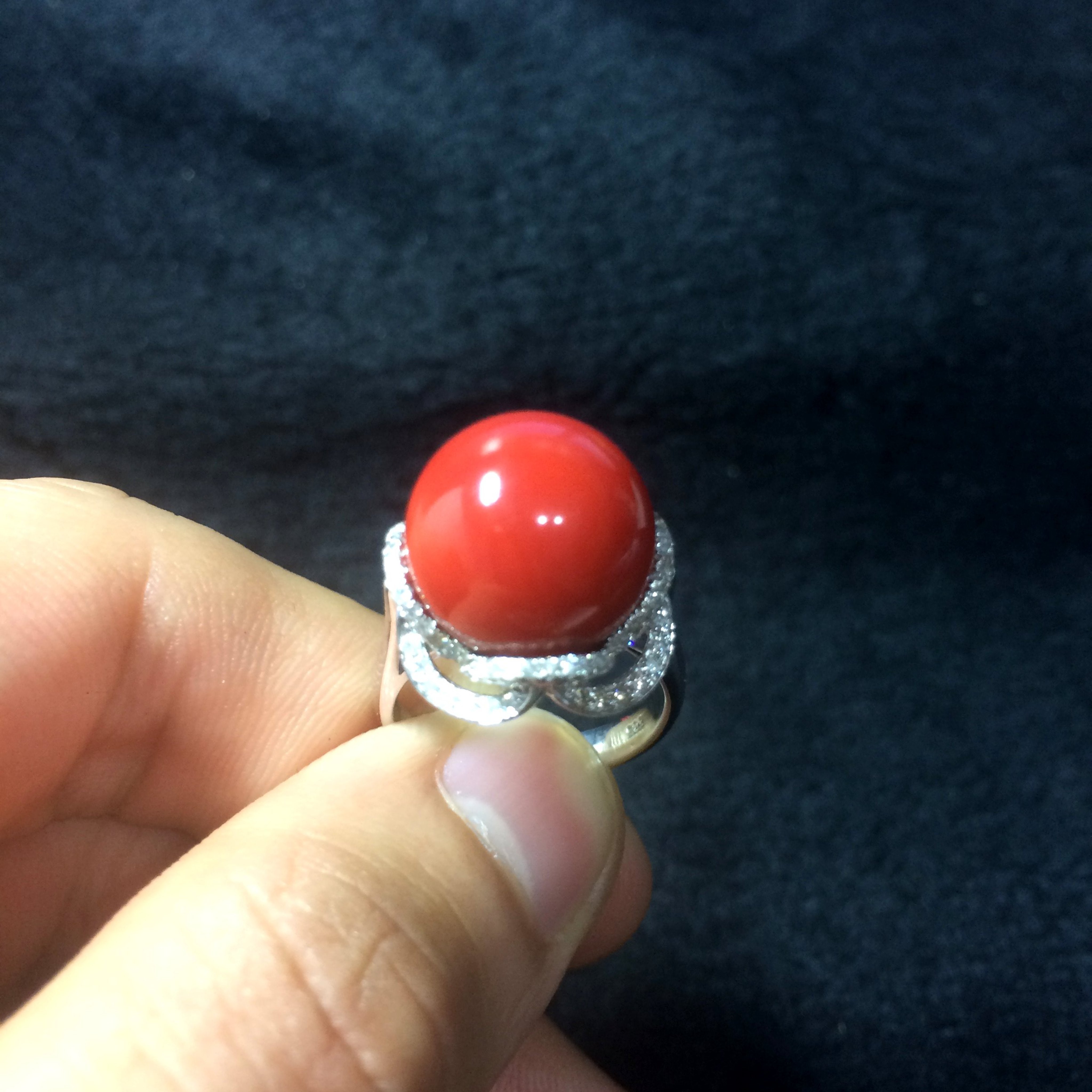 天然珊瑚-阿卡-13.5mm圓珠-珊瑚戒指(K金真鑽)#9』 | Yahoo奇摩拍賣