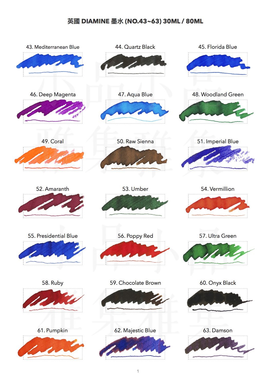 Sennelier Oil Pastels Color Chart